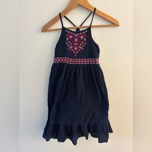 Cynthia Rowley Navy Blue Embroidered 100% Cotton Sun Dress, Girls Size 6, EUC.